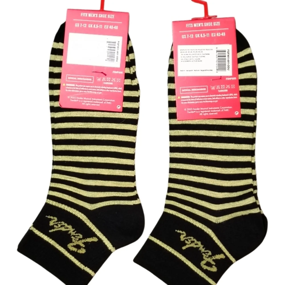 Fender Logo Ankle Socks - Golden Yellow & Black 2 Pair